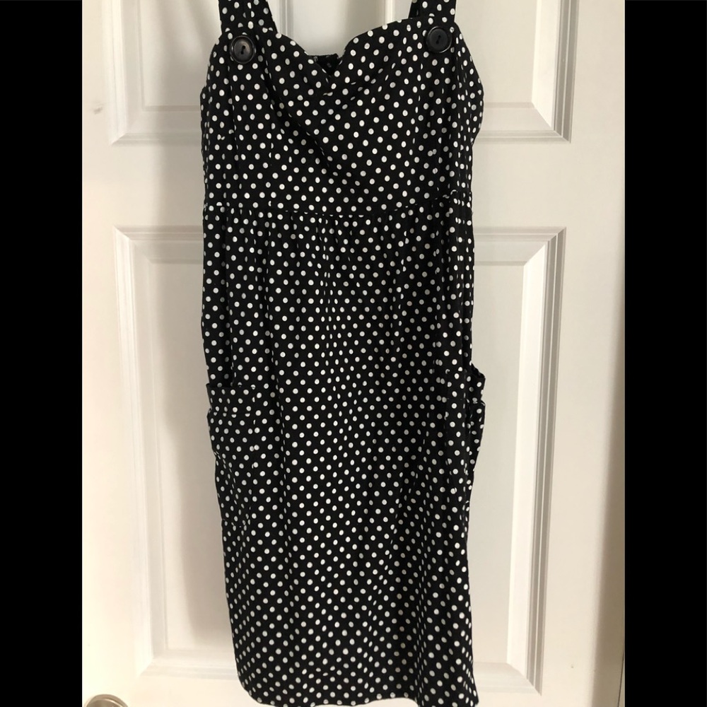 Black polka dot dress